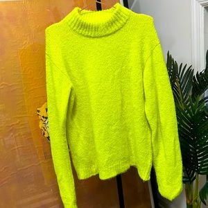 Tibi Alpaca Chartreuse Mock Neck Sweater